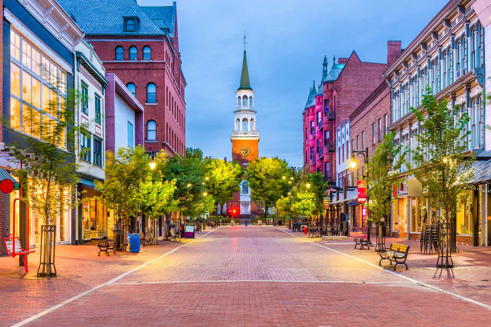 Quiet city street in Burlington, VT